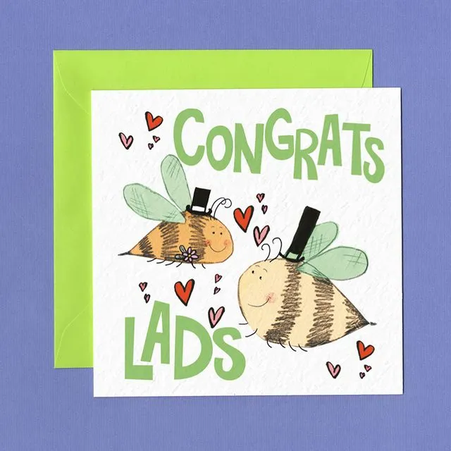 CONGRATS LADS BEE WEDDING LGBT Greetings Card