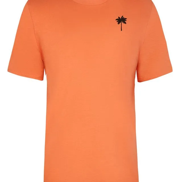 Palm Tree Embroidered T-Shirt Orange