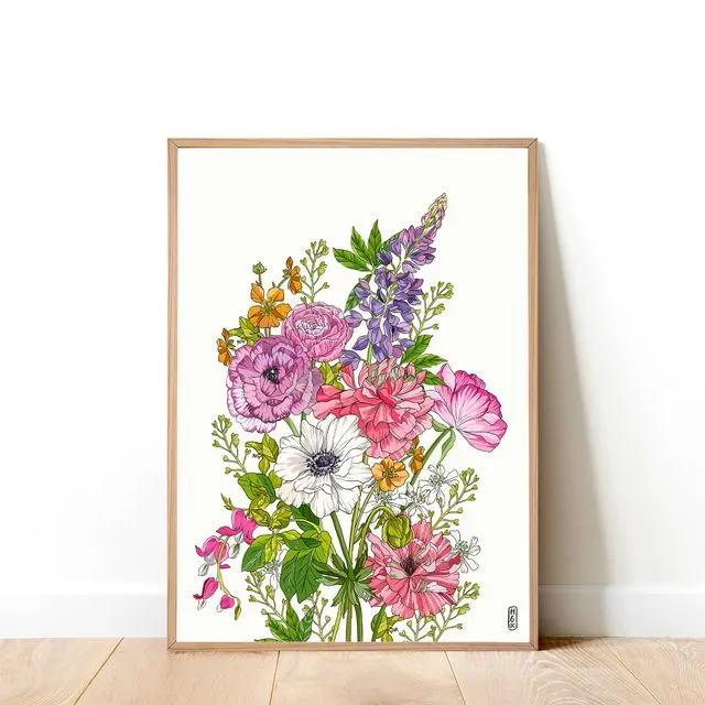 Somerset Flowers Art Print (A4)