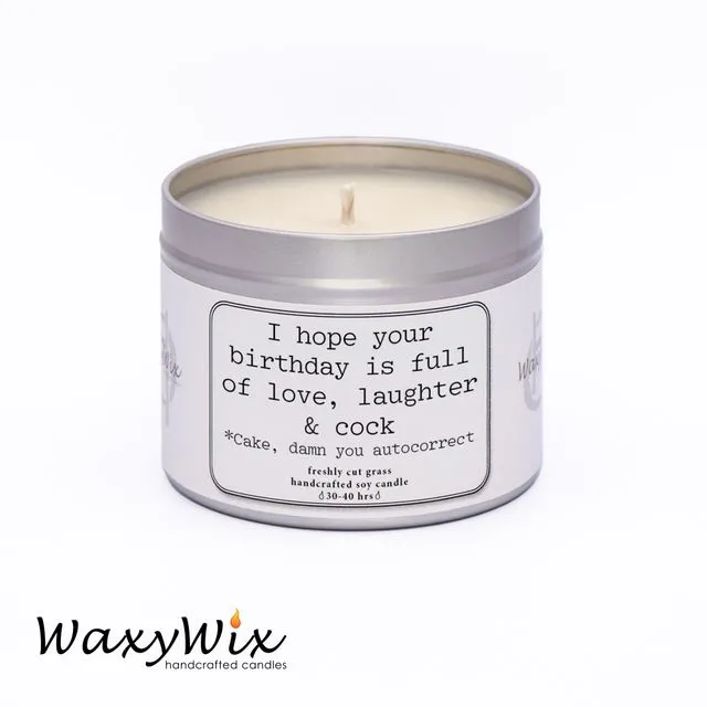 I hope your Birthday is full...funny/rude candle - handmade vegan soy wax candle - 225 ml