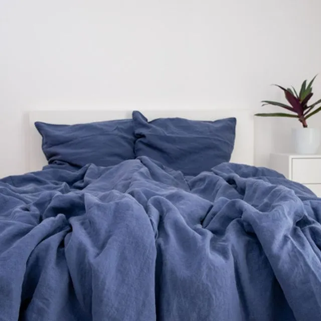 Bedding set linen stonewashed - Blue