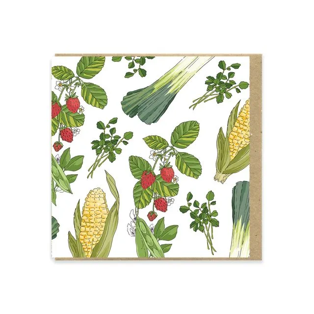 Vegetable Party Greeting Card (130x130mm)