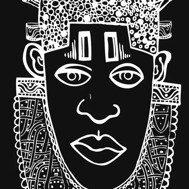 Idia Ancient African Inspired A2 Giclée Art Print In Black
