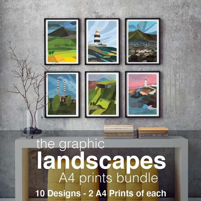 Graphic Landscapes A4 Prints Bundle