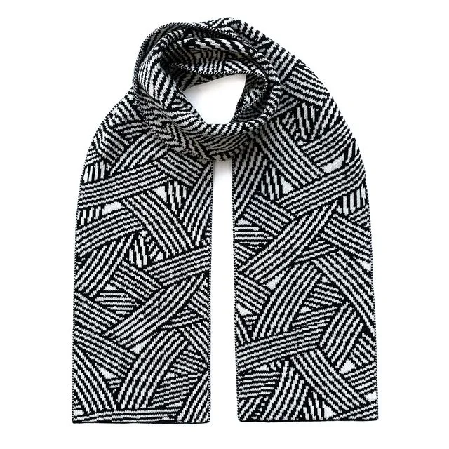 Geometric Striped Wool & Cashmere Scarf