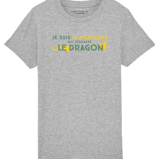 Je Suis La Princesse Qui Terrasse Le Dragon T-shirt - Heather Grey