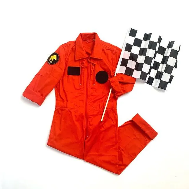 Kid's Race Car Driver Jumpsuit (Dark orange)