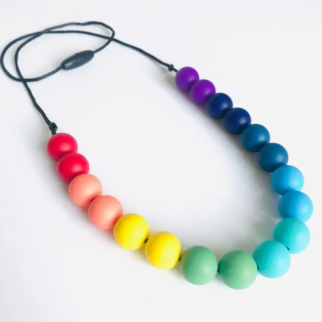 Rainbow Teething Necklace - Round Beads
