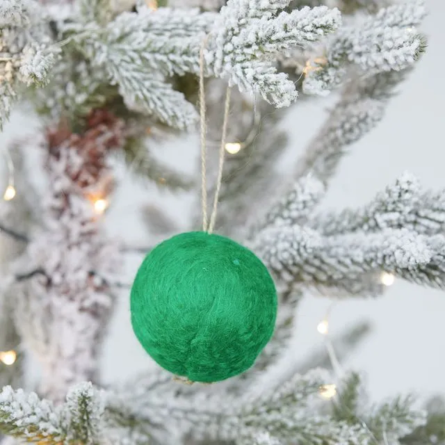 Felted Christmas baubles Set - Green