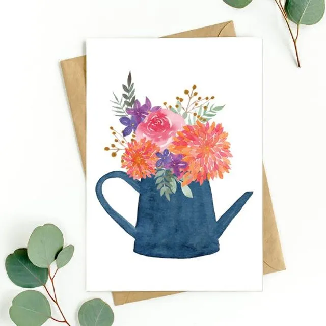 Floral watering can A6 Notelet