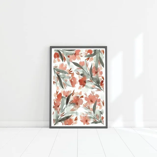 Abstract floral A4 art print