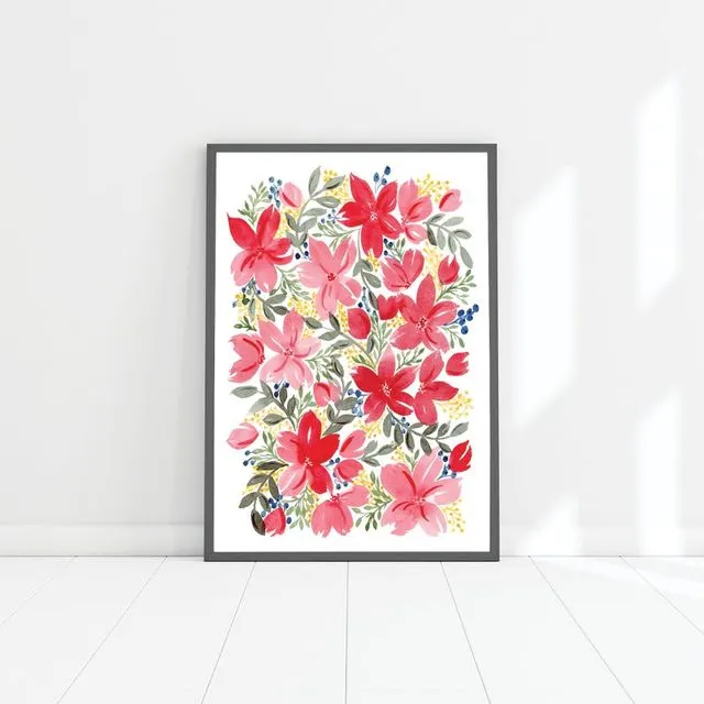 Beautifully Bright Loose Floral A4 art print