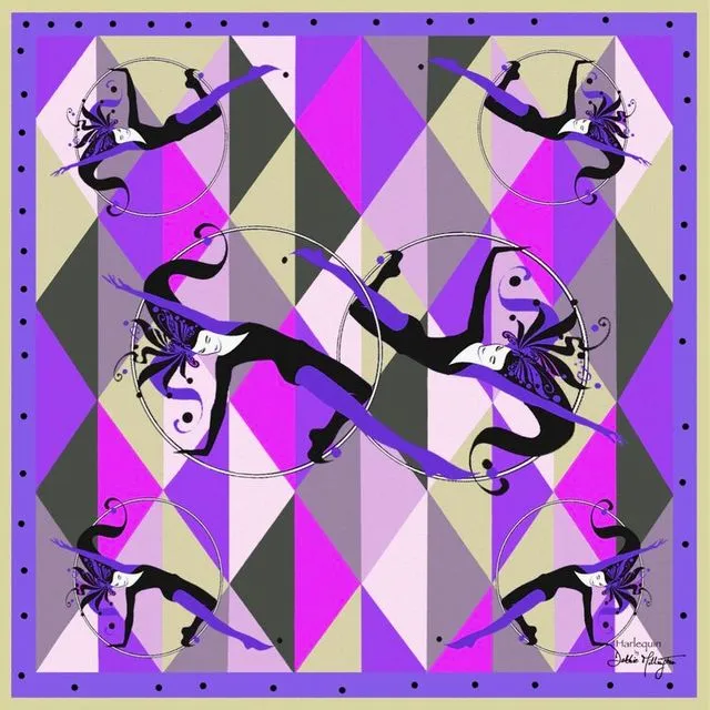 Harlequin Purple Silk Scarf - Classic Silk Square