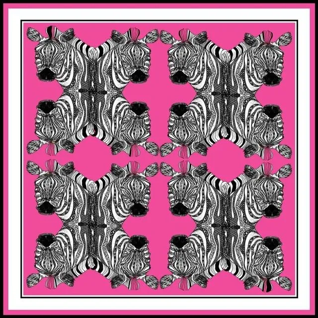 Zebras Pink Silk Scarf - Classic Silk Square