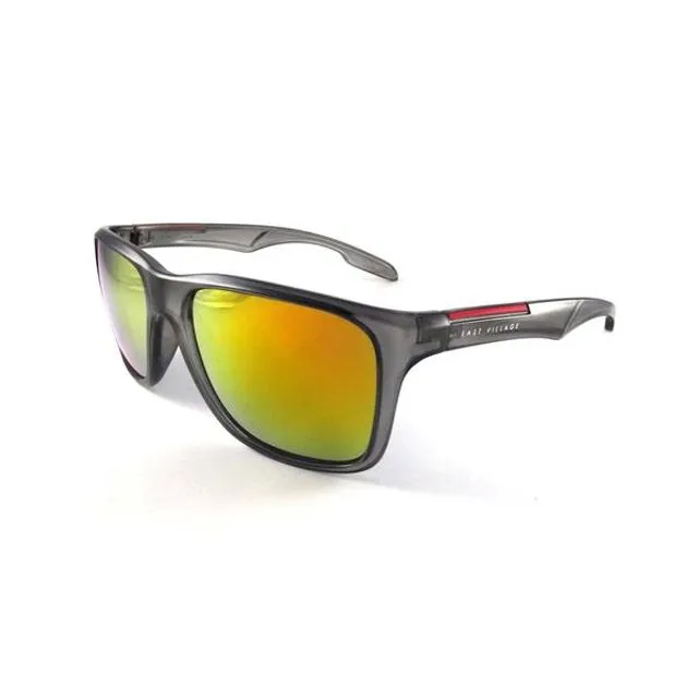 EAST VILLAGE SPORTY 'PUTNEY' SQUARE GREY SUNGLASSES WITH REVO LENS