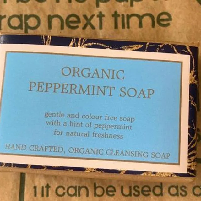 ORGANIC PEPPERMINT ESSENTIAL OIL SOAP PACK OF 25 SINGLE 90G BARS