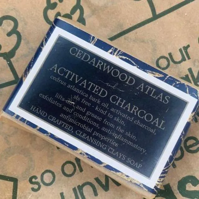 CEDARWOOD ATLAS CHARCOAL SOAP PACK OF 25 SINGLE 90G BARS