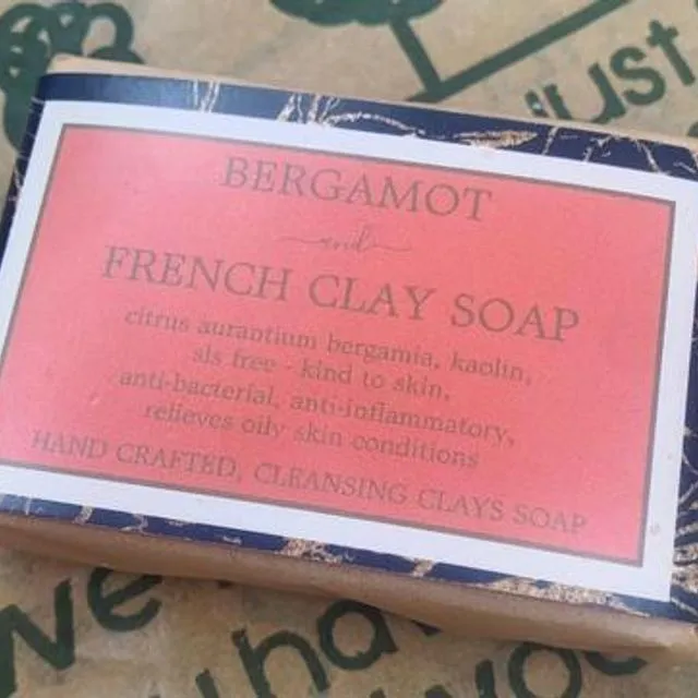 BERGAMOT RED FRENCH CLAY SOAP PACK OF 25 SINGLE 90G BARS