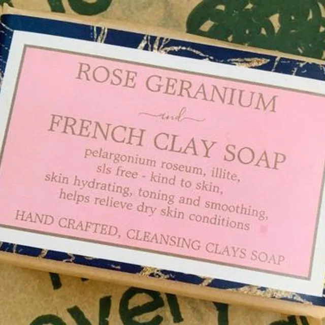 ROSE GERANIUM PINK FRENCH CLAY SOAP PACK OF 25 SINGLE 90G BARS