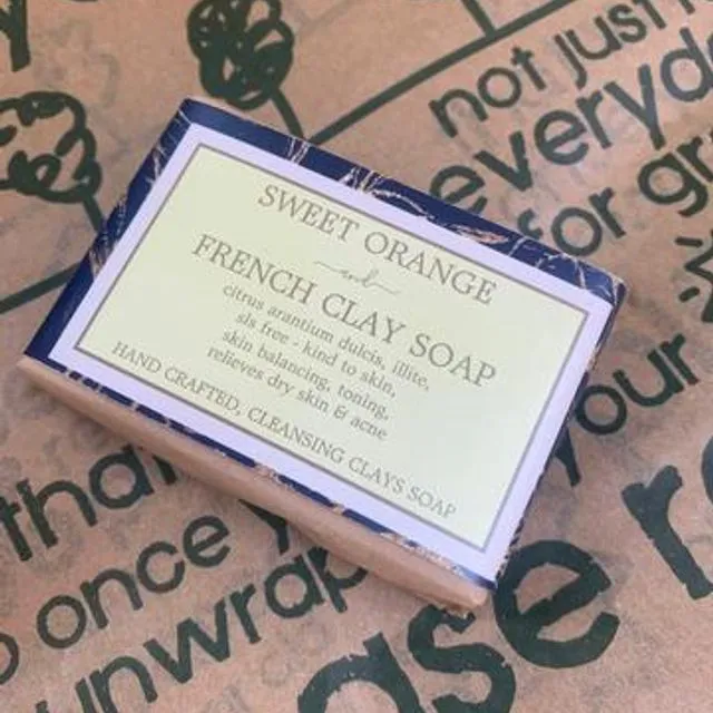 SWEET ORANGE YELLOW FRENCH CLAY SOAP PACK OF 25 SINGLE 90G BARS