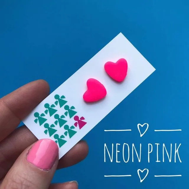 Neon pink Valentine’s heart earrings