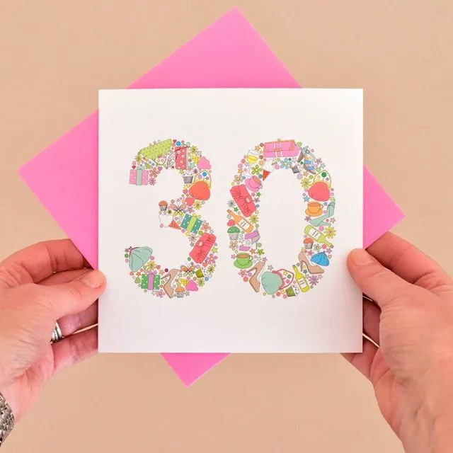 Girlie Things 30th Birthday Card - Pack of 6