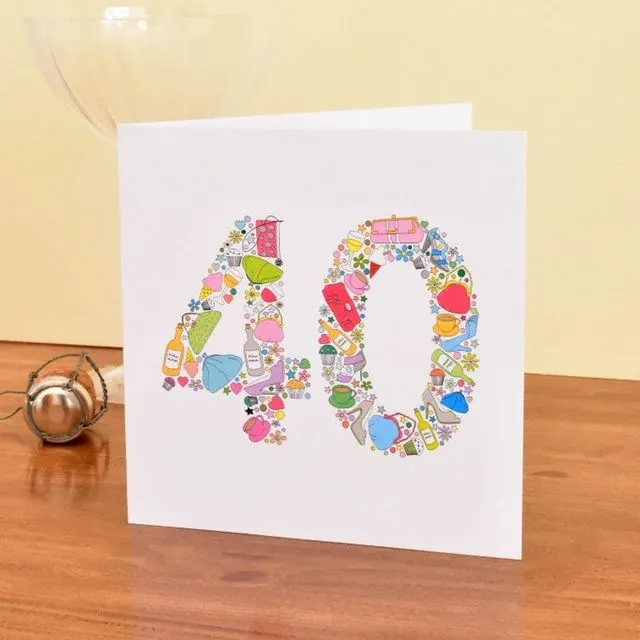 Girlie Things 40th Birthday Card - Pack of 6