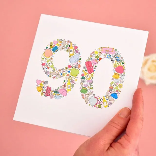 Girlie Things 90th Birthday Card - Pack of 6