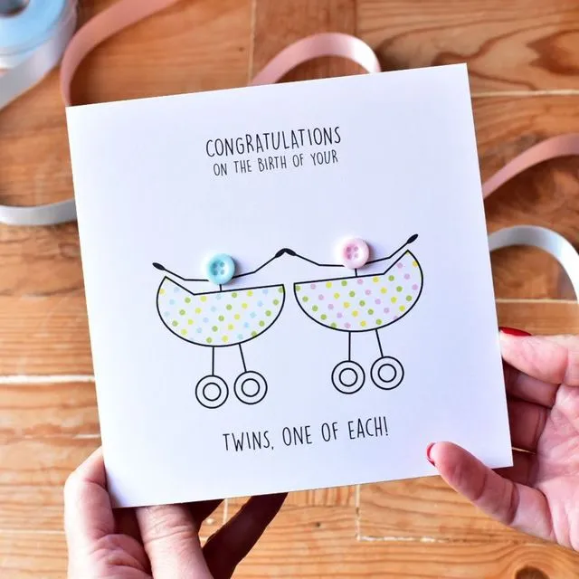 Newborn Twins Congratulations Card - Pack of 6