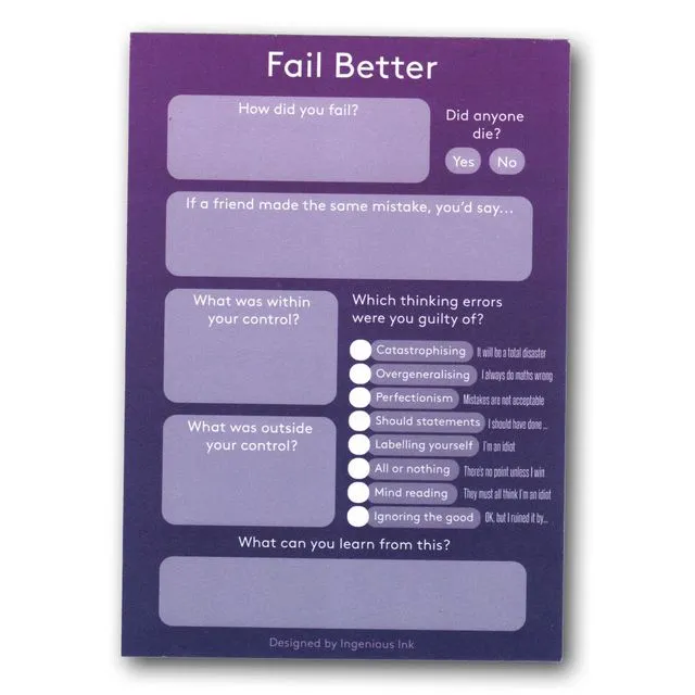 Fail Better Notepad - Pack of 15