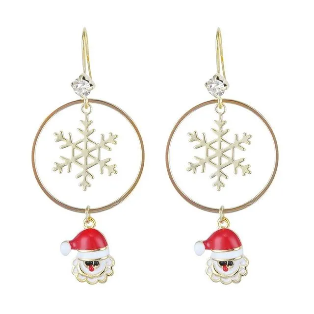 Christmas Earrings "Santa and Snowflakes"