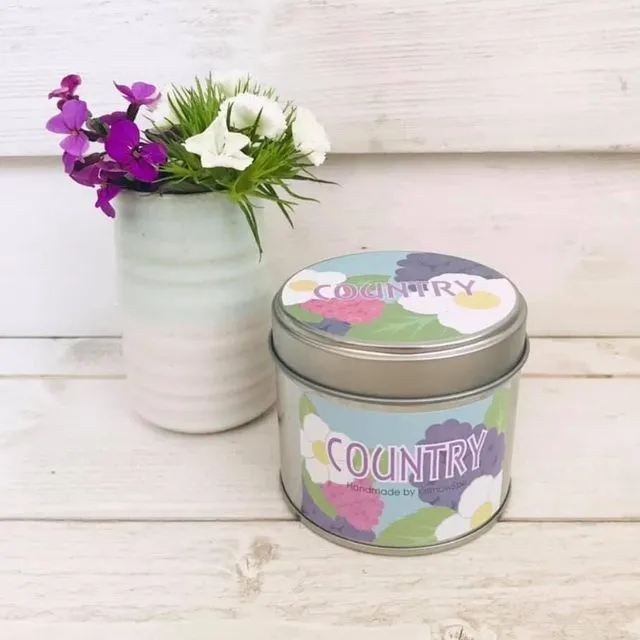 Country (Blackberry & Bay) Scented Soy Wax Candle Tin