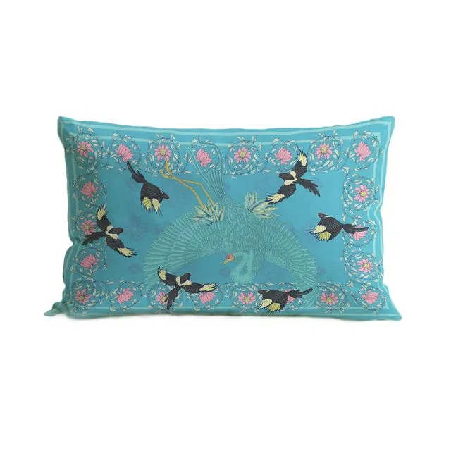 Blue Bird organic cotton rectangle cushion