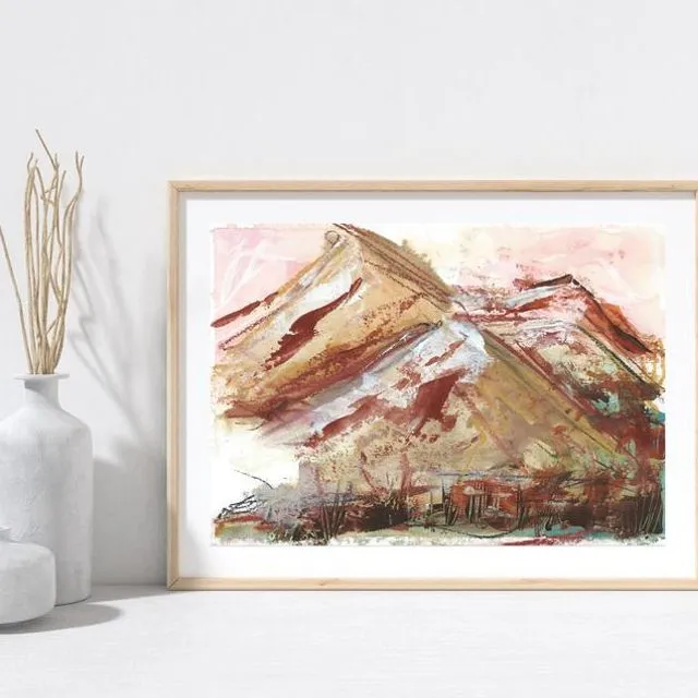 Abstract Mountain Art Print - Unframed, Contemporary Painting of the Mourne Mountains in Northern Ireland