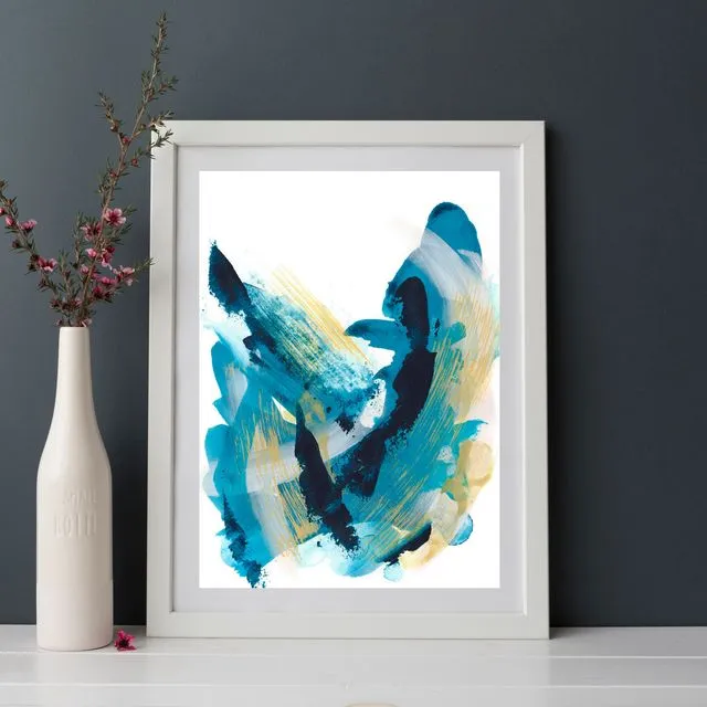 'Abstract Turquoise, Blue and Yellow' Fine Art Print