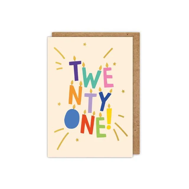 GOLD FOILED 'TWENTY ONE!' Letter Candles - Pack of 6