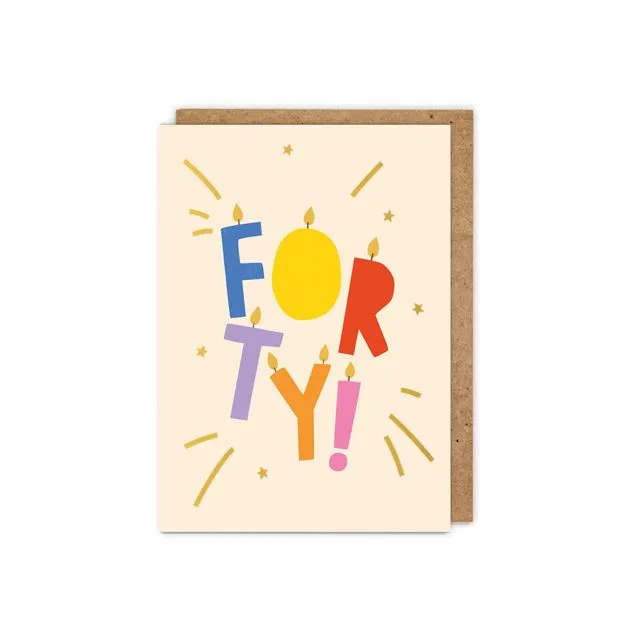 GOLD FOILED 'FORTY!' Letter Candles - Pack of 6