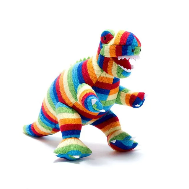 Knitted Kids T Rex Dinosaur Toy Bold Stripe
