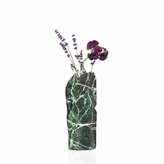 Paper Vase Cover Marble Green (Small)