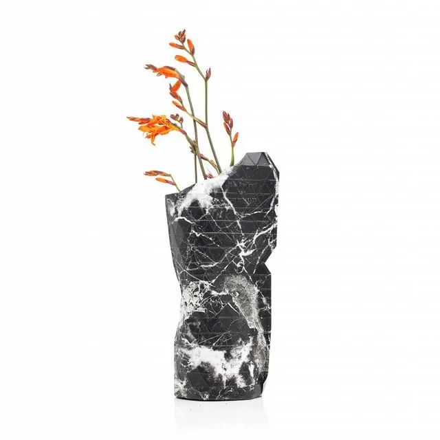 Paper Vase Cover Marble Black (Small)