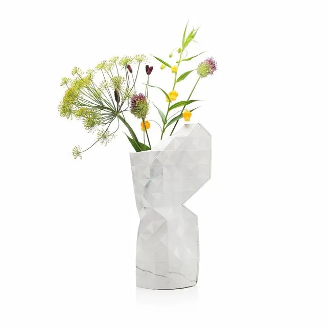 Paper Vase Cover Marble White (Large)