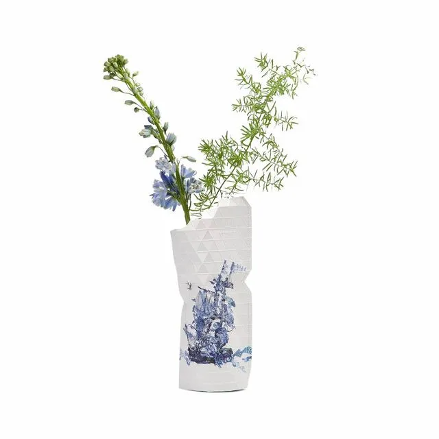 Paper Vase Cover Delft Blue (Small)