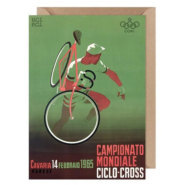 Vintage Ciclo Cross Bicycle Poster Card 100% Cotton  Tree Free Made in Switzerland  0000-0504
