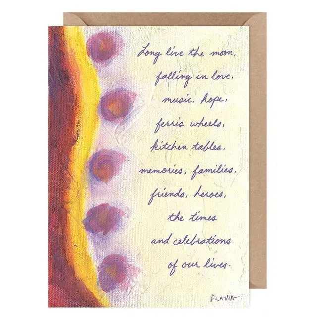 Long Live ....Flavia Card by Flavia Weedn 100% Cotton  Tree Free Made in Switzerland  0101-0022