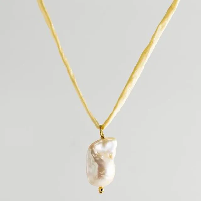 Surigao Pearl Necklace - Yellow Silk Cord