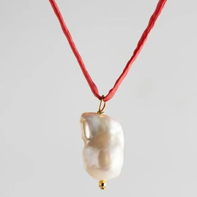Surigao Pearl Necklace - Red Silk Cord