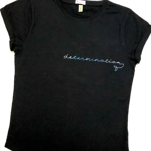 Hand embroidery t-shirt 'Determination'