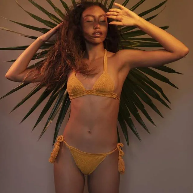 Sunshine Yellow Crochet Bikini Set