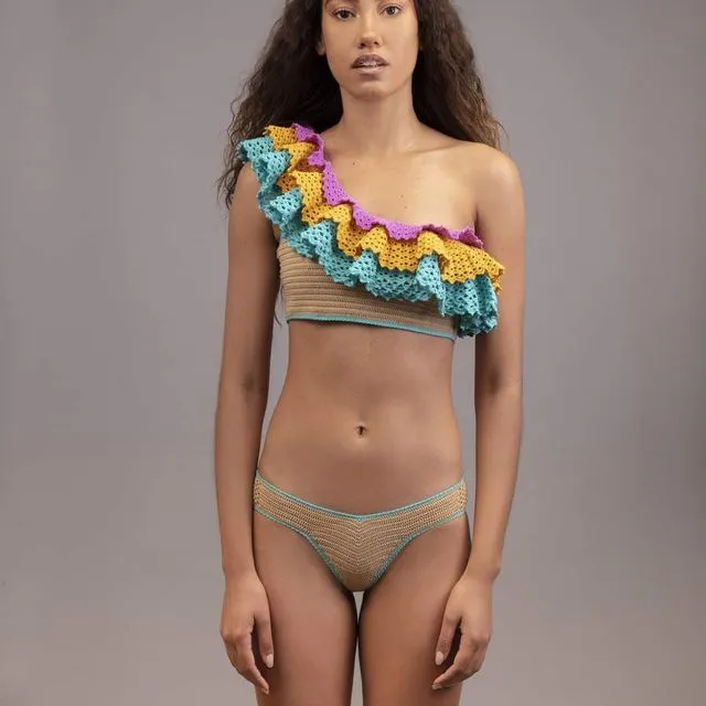 Tropicana Off-shoulder Crochet Ruffle Bikini