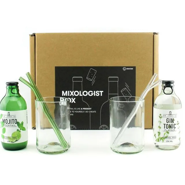 Rebottled Mixologist box - Mocktails - Sustainable - 2 Tumblers - 330 ml - 4 Straws -